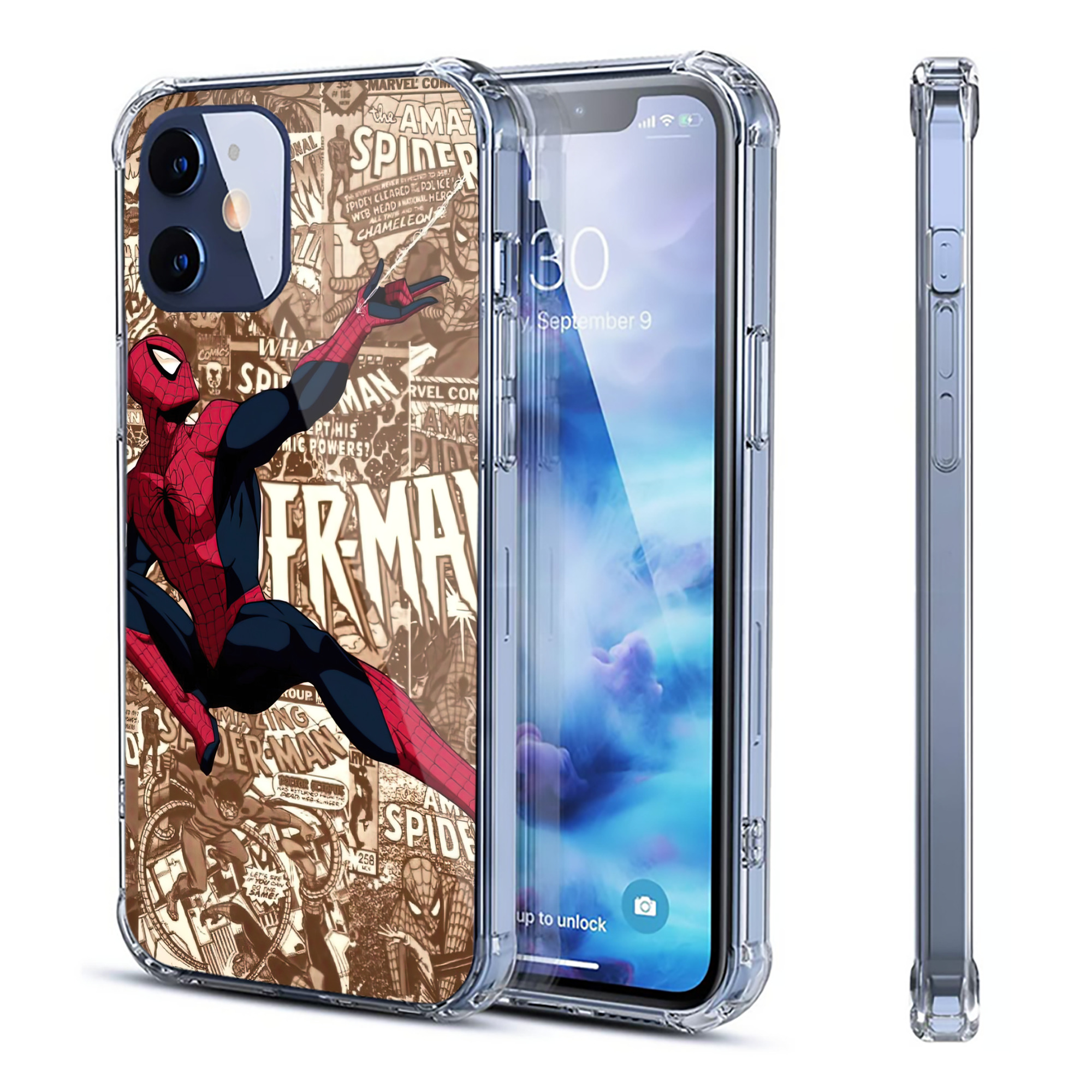 （画像用） Spider Man スパイダーマン 【iPhone 12シリーズ対応】透明スマホケース（クリアソフトケース）